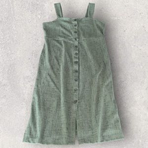 Madewell Texture & Thread Green Strap Square Neck Midi Shift Dress Medium